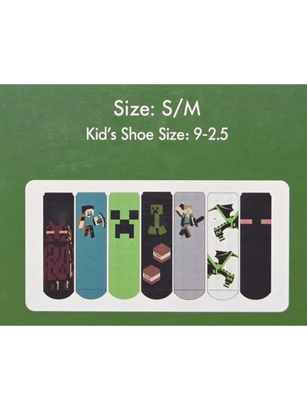 Minecraft Cozy Character Print Socks 7 Count Pack -- Boys' S/M Shoe Size 9 - 2.5
